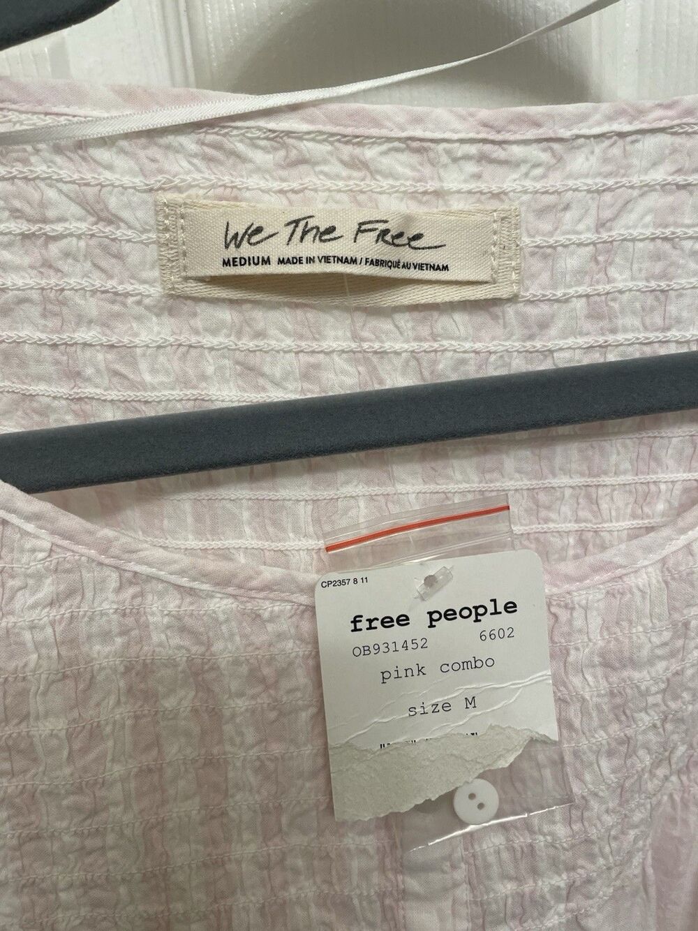 Free People M Little Bit of Something White Orange Ombre Blouse Tank NWT - Picture 4 of 6
